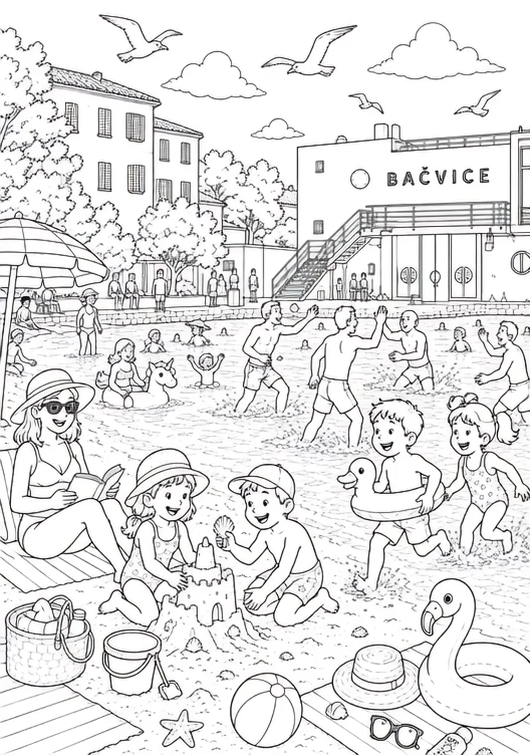 Bačvice beach illustration